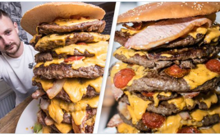 Restaurant Gives Free  30,000-Calorie Burger If You Could Eat It  In An Hour
