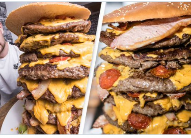 Restaurant Gives Free  30,000-Calorie Burger If You Could Eat It  In An Hour