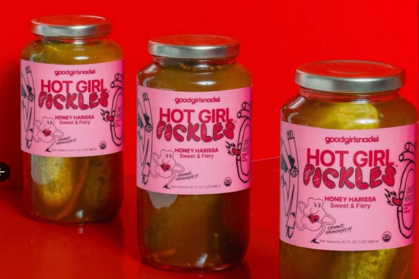 Good Girl Snacks' Honey Harissa Hot Girl Pickles.