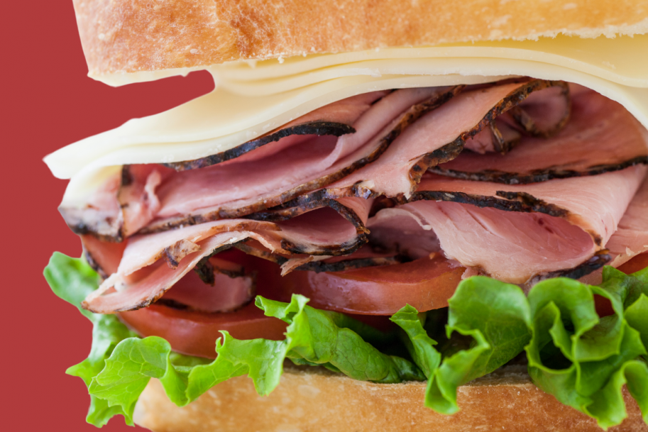 Deli meat sandwich.