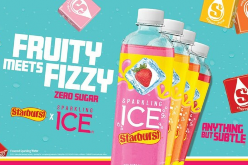 Sparkling Ice® STARBURST™ – a new line of delicious Sparkling Ice flavors that capture the taste and vibrant sensory experience of STARBURST® original fruit chew candy with zero sugar. The new line of STARBURST-inspired Sparkling Ice comes in the candy’s four original flavors – cherry, lemon, orange, and strawberry.
