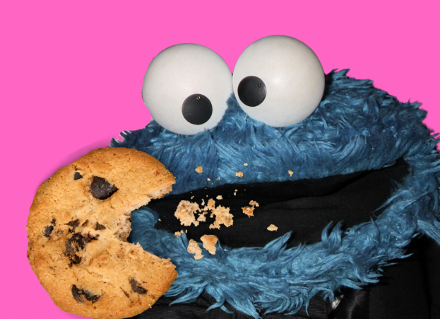 The Cookie Monster and his cookies.