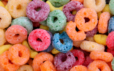 Artifically colored cereal