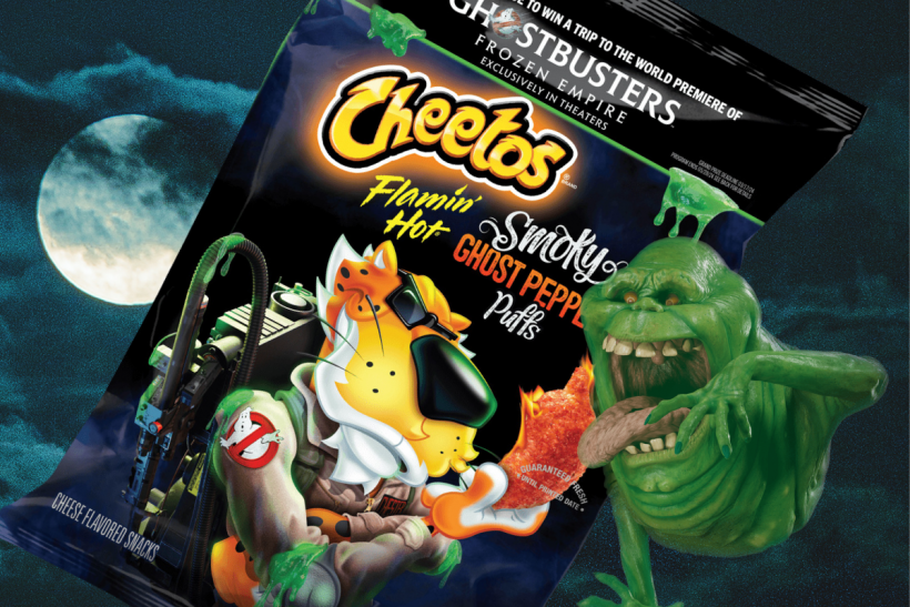 Ghostbusters x Cheetos Flamin’ Hot Smoky Ghost Pepper Puffs.

