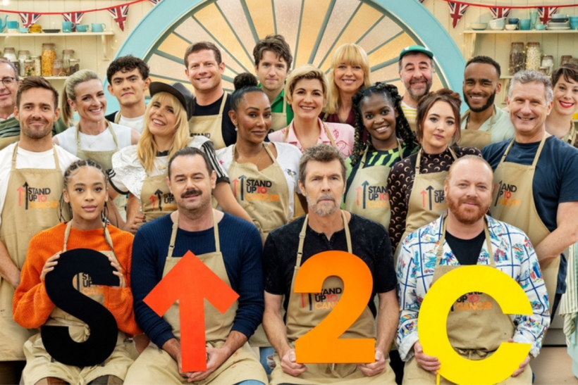 Scary Spice (center) joins the cast of The Great Celebrity Bake Off. 