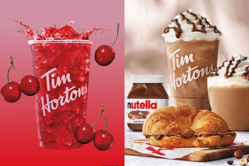 Tim Hortons Berry Cherry Refresher and Nutella Breakfast Items.

