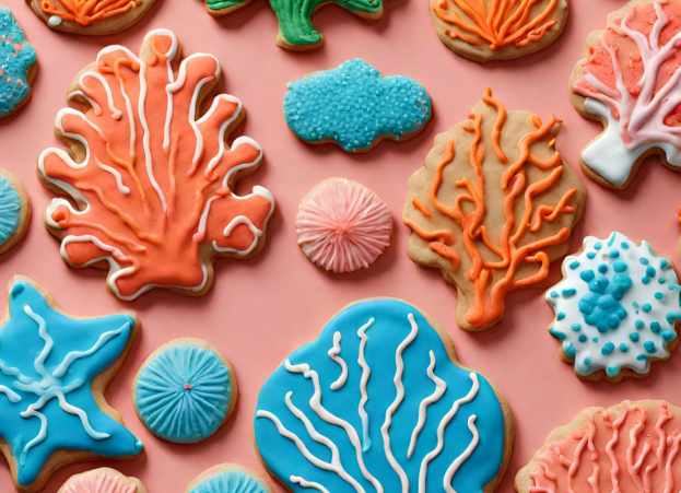 Coral-themed cookies
