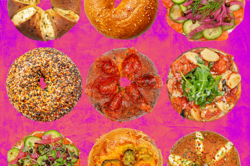 A variety of gourmet bagels from Calic Bagels in Los Angeles.