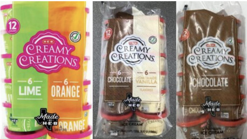 Recalled Creamy Creations ice creams and sherbets.