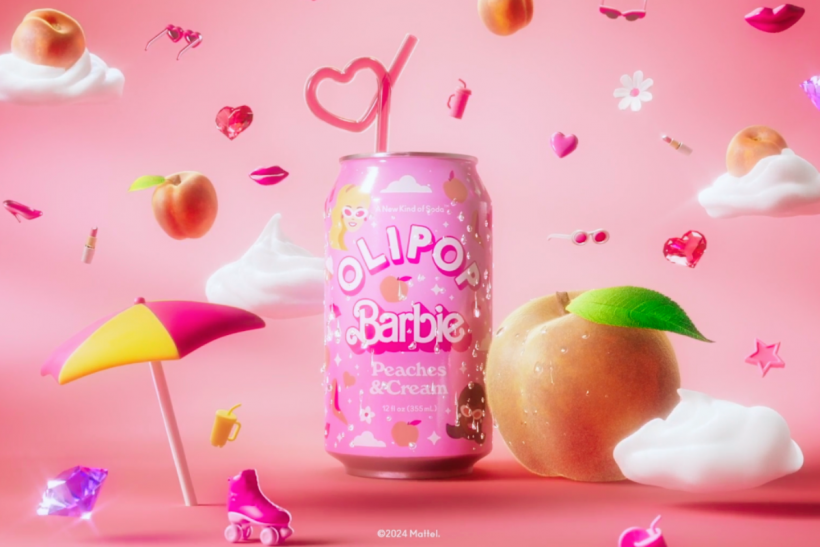 Olipop X Barbie Peaches & Cream soda.