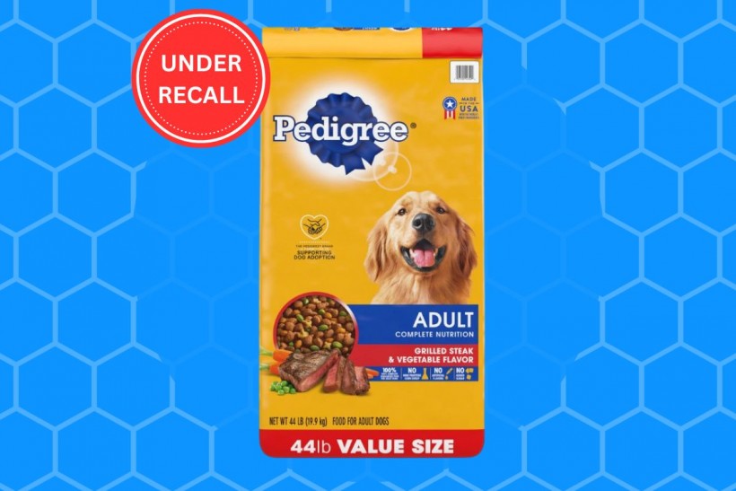 Pedigree's recalled Adult Complete Nutrition Grilled Steak and Vegetable Flavored Dry Dog Food in 44LB packages.