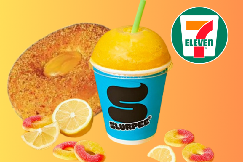 7-Eleven Mangonada Donut and Peach Candy Lemonade Slurpee.
