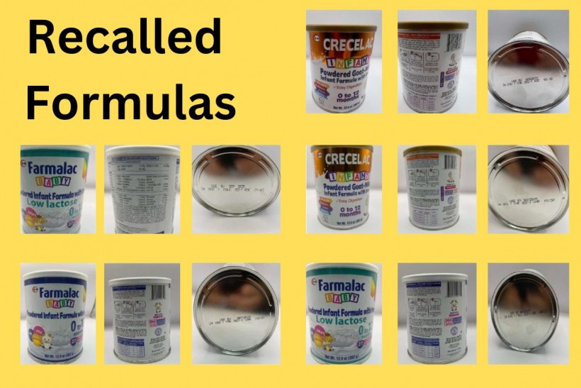 Photos of the recalled Crecelac and Farmalac baby formulas, provided by the FDA.