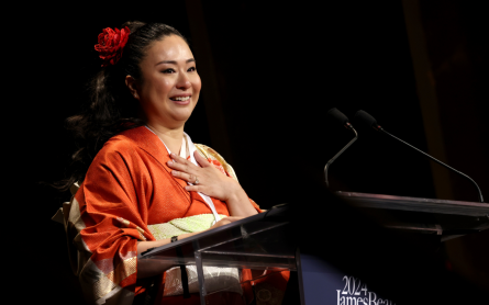 Masako Morishita accepts her James Beard Award for Emerging Chef.