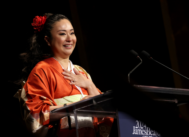 Masako Morishita accepts her James Beard Award for Emerging Chef.