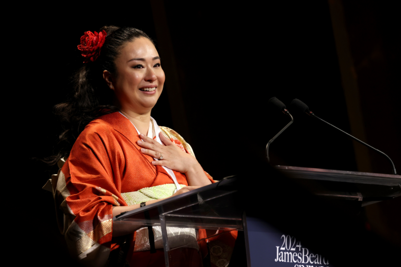 Masako Morishita accepts her James Beard Award for Emerging Chef.