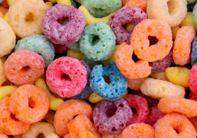 Artifically colored cereal