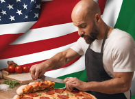 Man making pizza